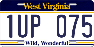 WV license plate 1UP075