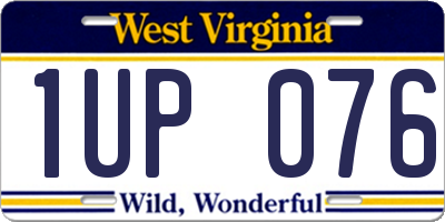 WV license plate 1UP076
