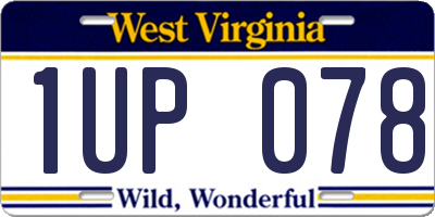 WV license plate 1UP078