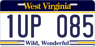 WV license plate 1UP085