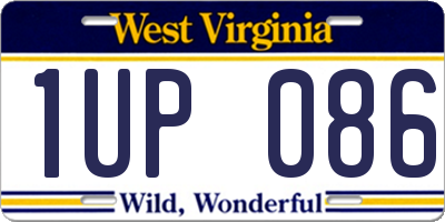 WV license plate 1UP086