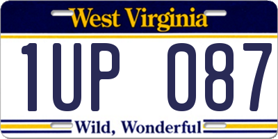 WV license plate 1UP087