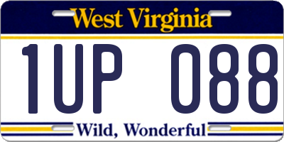 WV license plate 1UP088
