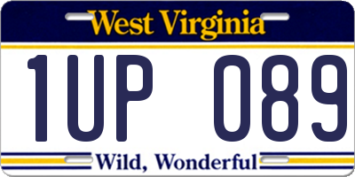 WV license plate 1UP089