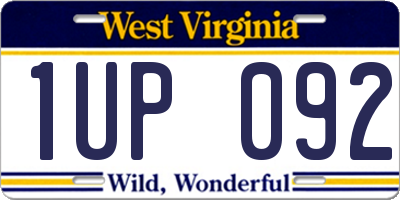 WV license plate 1UP092