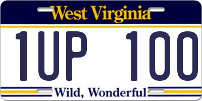 WV license plate 1UP100