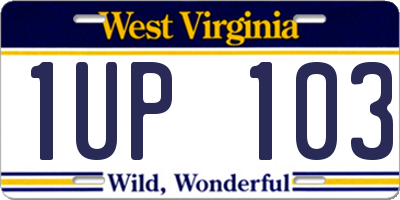 WV license plate 1UP103