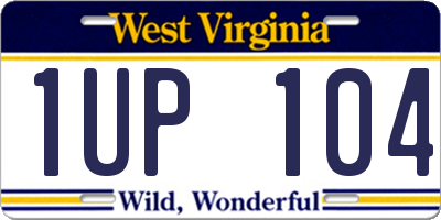 WV license plate 1UP104