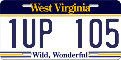 WV license plate 1UP105