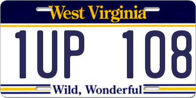 WV license plate 1UP108