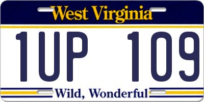 WV license plate 1UP109