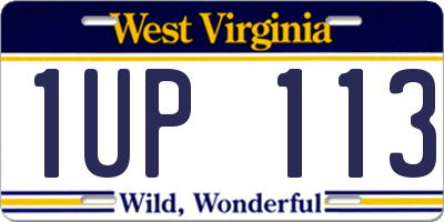 WV license plate 1UP113