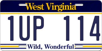 WV license plate 1UP114