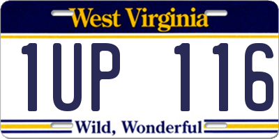 WV license plate 1UP116