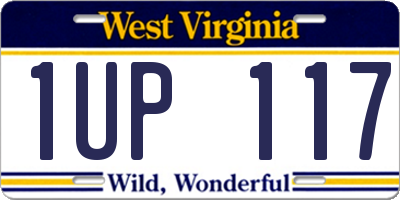WV license plate 1UP117