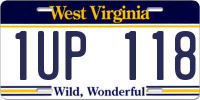 WV license plate 1UP118