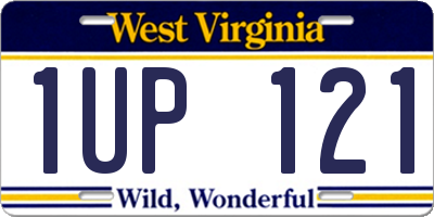 WV license plate 1UP121