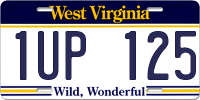 WV license plate 1UP125