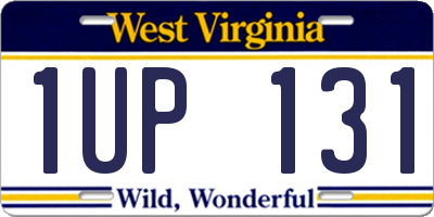 WV license plate 1UP131