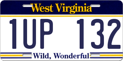 WV license plate 1UP132