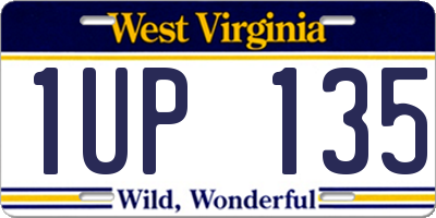 WV license plate 1UP135