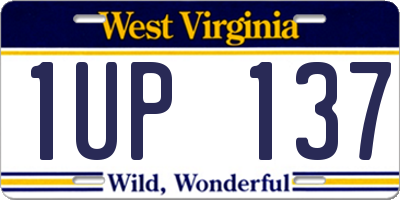 WV license plate 1UP137