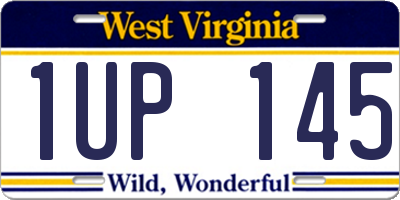 WV license plate 1UP145