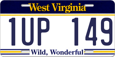 WV license plate 1UP149
