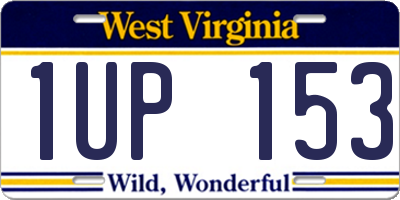 WV license plate 1UP153