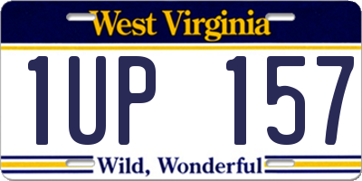 WV license plate 1UP157
