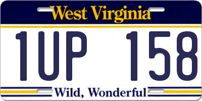 WV license plate 1UP158