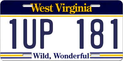 WV license plate 1UP181