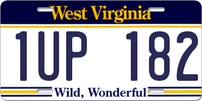 WV license plate 1UP182