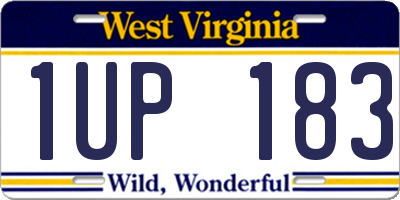 WV license plate 1UP183