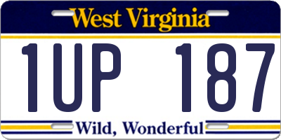 WV license plate 1UP187