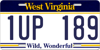 WV license plate 1UP189
