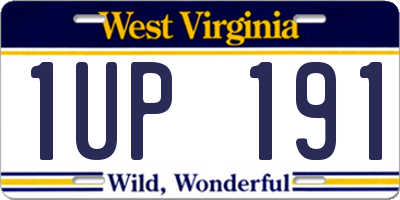 WV license plate 1UP191