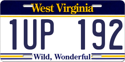 WV license plate 1UP192