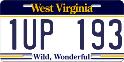 WV license plate 1UP193