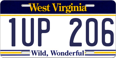 WV license plate 1UP206