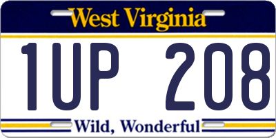 WV license plate 1UP208