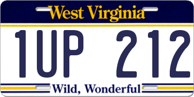 WV license plate 1UP212