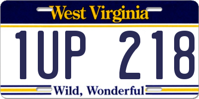 WV license plate 1UP218