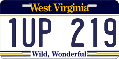WV license plate 1UP219