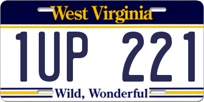 WV license plate 1UP221