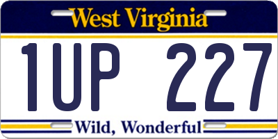 WV license plate 1UP227