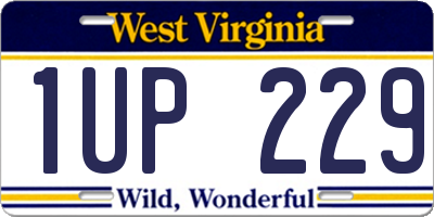 WV license plate 1UP229