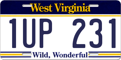 WV license plate 1UP231