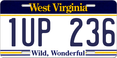 WV license plate 1UP236