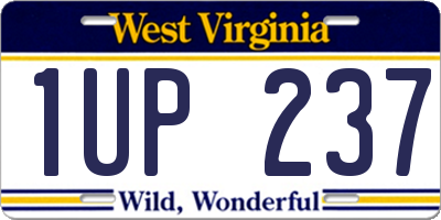 WV license plate 1UP237